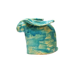 Zając ceramiczny Ręcznie wykonany Niebieski 15x20cm Art